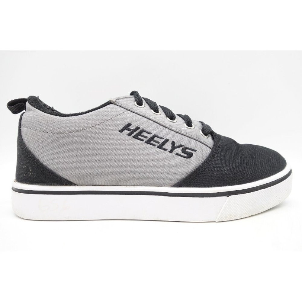 Heelys Gray Black Canvas Casual Lace Up Skating Sneakers Shoes Boys 5 Y